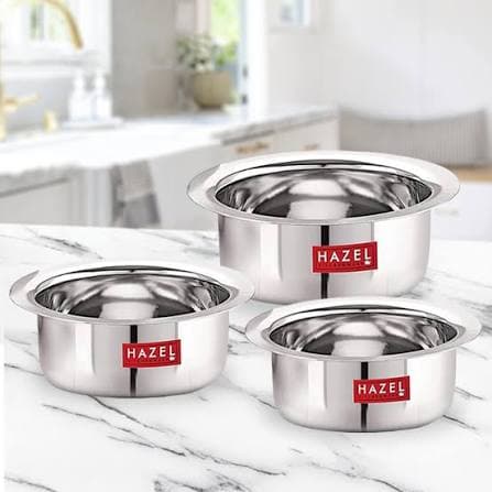 Deluxe Tri-Ply Deep Kadai with Toughened Glass Lid ass